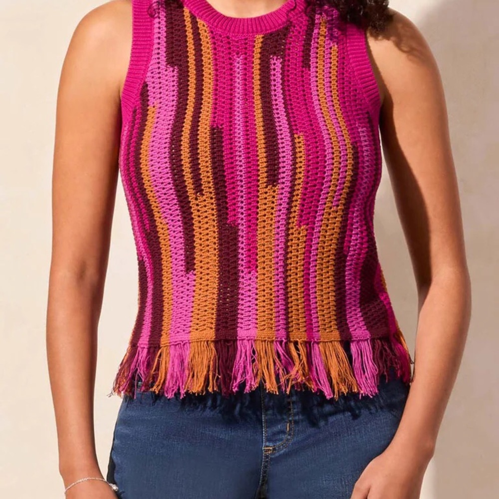 Tribal Pink and Orange Knit Tank Top